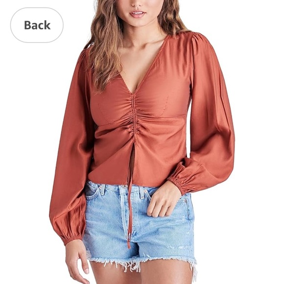 Steve Madden Tops - Steve Madden Felicity Terracotta V Neck Tie Slit Center Blouse. Sz Small. NWT